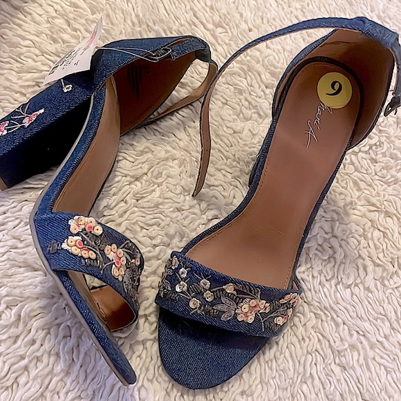 Floral Jean Block Heels - Picture 3 of 3
